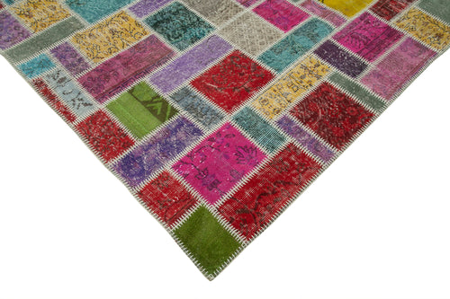 Kirk Yama Grey Patchwork Cotton Wool Handmade Area Rug 6'3'' x 9'5''