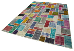 Handmade Area Rug – Kirk Yama Grey Patchwork Cotton Wool Carpet 6'10''x9'9''
