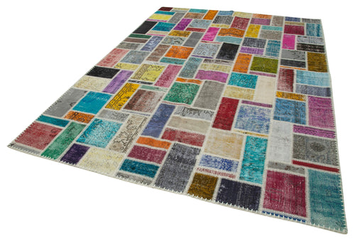 Handmade Area Rug – Kirk Yama Grey Patchwork Cotton Wool Carpet 6'10''x9'9''