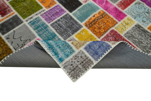 Handmade Area Rug – Kirk Yama Grey Patchwork Cotton Wool Carpet 6'10''x9'9''