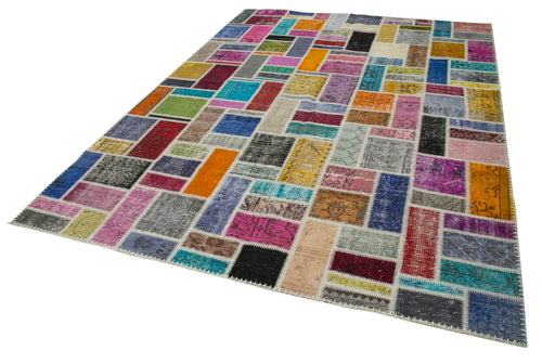 Kirk Yama Grey Patchwork Cotton Wool Handmade Area Rug 6'11'' x 9'9''