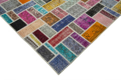 Kirk Yama Grey Patchwork Cotton Wool Handmade Area Rug 6'11'' x 9'9''