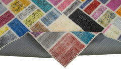 Kirk Yama Grey Patchwork Cotton Wool Handmade Area Rug 6'11'' x 9'9''