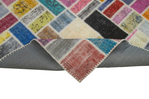 Kirk Yama Grey Patchwork Cotton Wool Handmade Area Rug 6'11'' x 9'9''