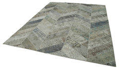 Kirk Yama Grey Patchwork Cotton Wool Handmade Area Rug 8'0'' x 10'1''