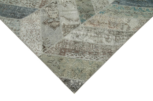 Kirk Yama Grey Patchwork Cotton Wool Handmade Area Rug 8'0'' x 10'1''