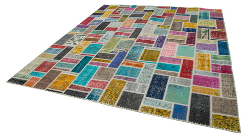 Kirk Yama Grey Patchwork Cotton Wool Handmade Area Rug 8'6'' x 9'10''