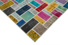 Kirk Yama Grey Patchwork Cotton Wool Handmade Area Rug 8'6'' x 9'10''