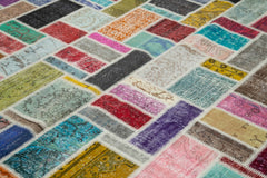 Kirk Yama Grey Patchwork Cotton Wool Handmade Area Rug 8'6'' x 9'10''