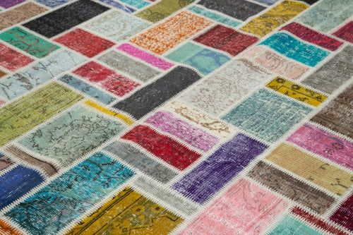 Kirk Yama Grey Patchwork Cotton Wool Handmade Area Rug 8'6'' x 9'10''