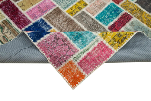 Kirk Yama Grey Patchwork Cotton Wool Handmade Area Rug 8'6'' x 9'10''