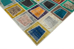 Kirk Yama Grey Patchwork Cotton Wool Handmade Area Rug 7'10'' x 10'6''