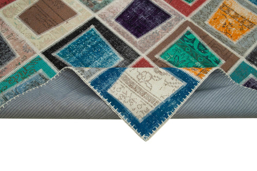 Kirk Yama Grey Patchwork Cotton Wool Handmade Area Rug 7'10'' x 10'6''