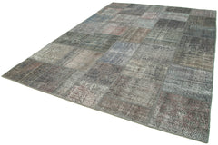 Kirk Yama Grey Patchwork Cotton Wool Handmade Area Rug 8'1'' x 11'6''