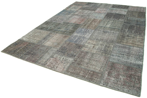 Kirk Yama Grey Patchwork Cotton Wool Handmade Area Rug 8'1'' x 11'6''