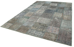 Kirk Yama Grey Patchwork Cotton Wool Handmade Area Rug 8'2'' x 11'5''