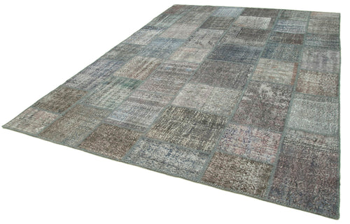 Kirk Yama Grey Patchwork Cotton Wool Handmade Area Rug 8'2'' x 11'5''