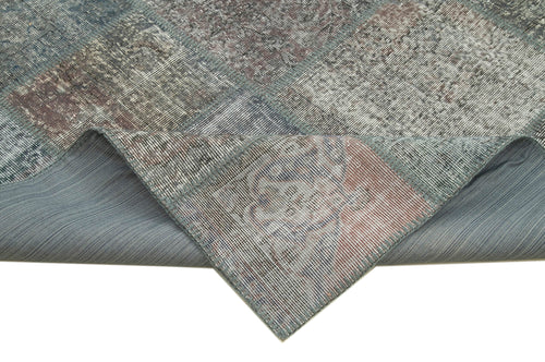 Kirk Yama Grey Patchwork Cotton Wool Handmade Area Rug 8'2'' x 11'5''