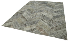 Kirk Yama Grey Patchwork Cotton Wool Handmade Area Rug 9'0'' x 12'2''