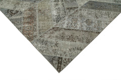 Kirk Yama Grey Patchwork Cotton Wool Handmade Area Rug 9'0'' x 12'2''