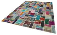 Kirk Yama Grey Patchwork Cotton Wool Handmade Area Rug 8'8'' x 11'9''