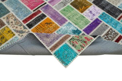 Kirk Yama Grey Patchwork Cotton Wool Handmade Area Rug 8'8'' x 11'10''