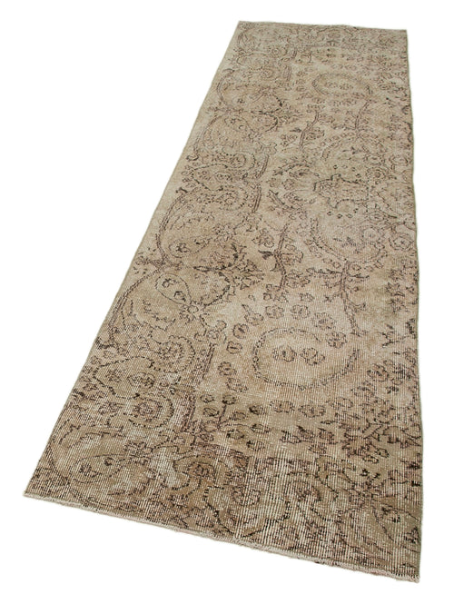Overdyed Vintage Beige Vintage Cotton Wool Handmade Area Rug 2'9'' x 9'6''