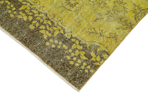 Overdyed Vintage Yellow Vintage Cotton Wool Handmade Area Rug 2'11'' x 9'9''