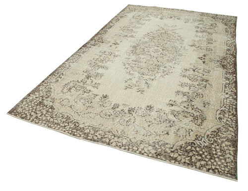 Vintage Beige Vintage Cotton Wool Handmade Area Rug 5'11'' x 10'6''