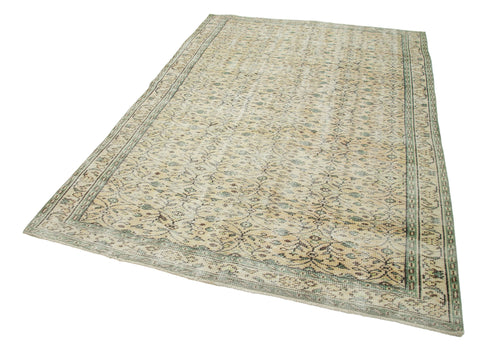 Vintage Beige Vintage Cotton Wool Handmade Area Rug 5'10'' x 8'9''