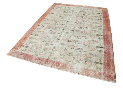 Vintage Beige Vintage Cotton Wool Handmade Area Rug 5'10'' x 9'1''