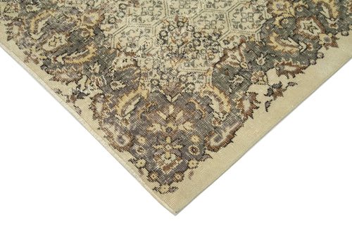Vintage Beige Vintage Cotton Wool Handmade Area Rug 5'4'' x 9'3''