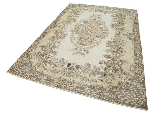 Vintage Beige Vintage Cotton Wool Handmade Area Rug 5'10'' x 9'0''