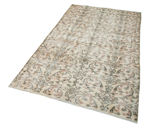 Vintage Beige Vintage Cotton Wool Handmade Area Rug 4'6'' x 7'10''