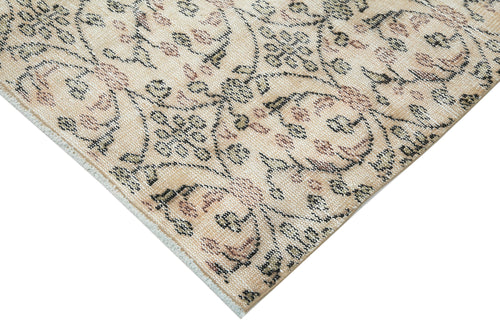 Vintage Beige Vintage Cotton Wool Handmade Area Rug 4'6'' x 7'10''