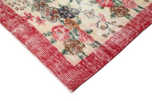 Vintage Beige Vintage Cotton Wool Handmade Area Rug 5'3'' x 8'7''