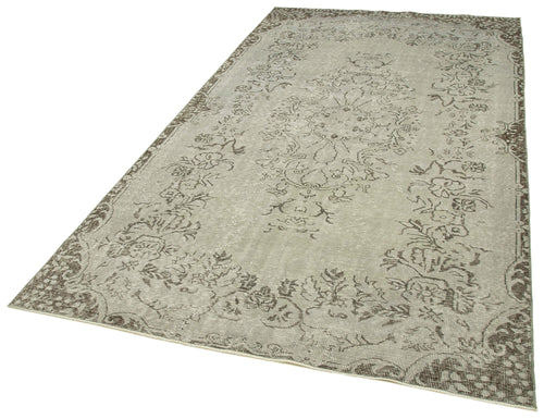 Overdyed Vintage Grey Vintage Cotton Wool Handmade Area Rug 5'1'' x 9'2''