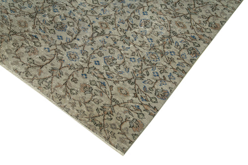 Overdyed Vintage Grey Vintage Cotton Wool Handmade Area Rug 5'2'' x 8'8''