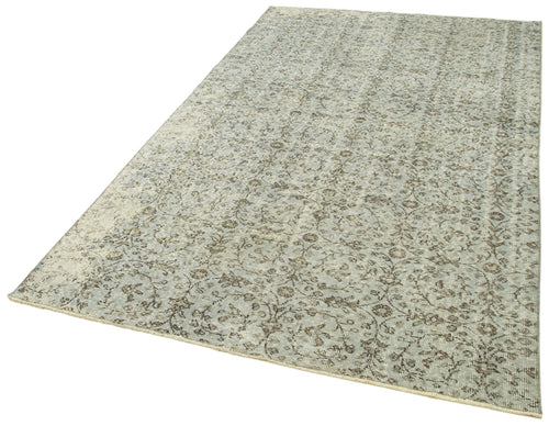 Overdyed Vintage Blue Vintage Cotton Wool Handmade Area Rug 5'2'' x 8'6''