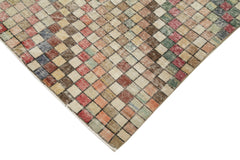 Handmade Area Rug – Checkered Kilim Beige Cotton Wool Soft Wool Floor Covering 5'6'' x 8'10''
