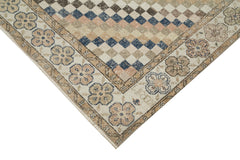 Checkered Kilim Beige Cotton Wool Handmade Area Rug 5'5'' x 9'7''