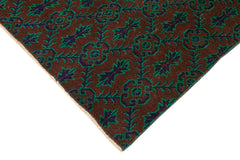 Handmade Area Rug – Checkered Kilim Brown Cotton Wool Vintage Turkish Carpet 6'5''x10'4''