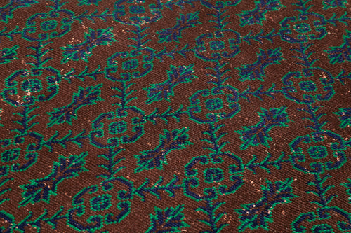 Handmade Area Rug – Checkered Kilim Brown Cotton Wool Vintage Turkish Carpet 6'5''x10'4''