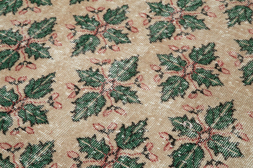 Checkered Kilim Beige Cotton Wool Handmade Area Rug 4'7'' x 8'4''