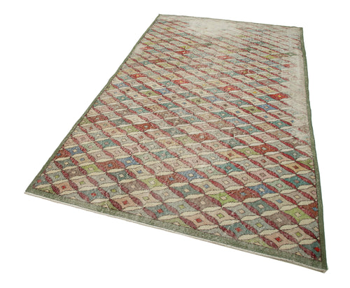 Handmade Area Rug - Checkered Kilim Beige Cotton Wool Rug 5'1" x 9'5"