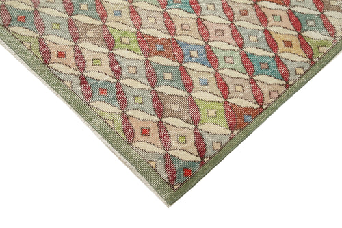 Handmade Area Rug - Checkered Kilim Beige Cotton Wool Rug 5'1" x 9'5"