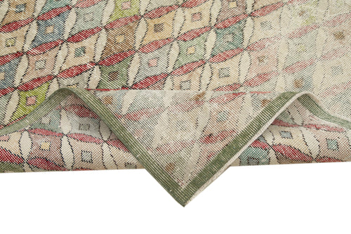 Handmade Area Rug - Checkered Kilim Beige Cotton Wool Rug 5'1" x 9'5"