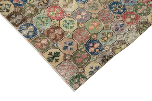 Handmade Area Rug - Checkered Kilim Turkish Vintage Wool Cotton Rug 5'11''x9'5''