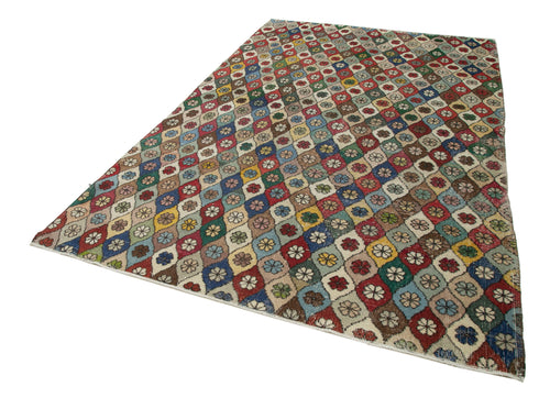 Handmade Area Rug - Checkered Kilim Cotton Wool Rug, Soft Wool Texture 6'x9'7"