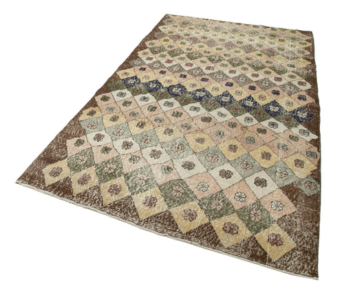 Handmade Area Rug - Checkered Kilim Rug Beige Wool Cotton Flat Weave Kilim Style